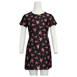 Msgm-Msgm Black & Pink Star Mini Dress-Black