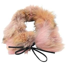 Miu Miu-Miu Miu Coyote & Lamb Leather Pink & Beige Collar-Pink