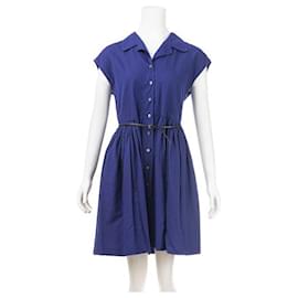 Miu Miu-Miu Miu – Marineblaues Empire-Kleid mit Kragen-Marineblau