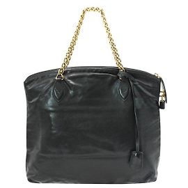 Louis Vuitton Tote Lockit de cuero negro - Cadena dorada Otoño/Invierno 2013 Negro
