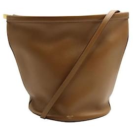 Céline-Celine Clasp Bucket Bag-Brown