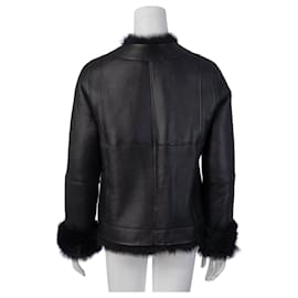 Hermès-Fur Trimmed Leather Jacket-Black