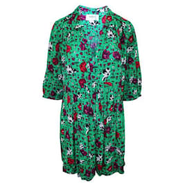 Autre Marque-ZEITGENÖSSISCHES DESIGNER-Kleid mit grünem Print und Kragen-Grün