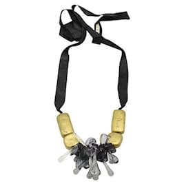 Marni-MARNI Halskette aus Kunstharz und Kristall in Schwarz und Gold-Schwarz