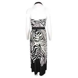 Diane Von Furstenberg-DIANE VON FURSTENBERG Zebra Print Open Back Dress-Black