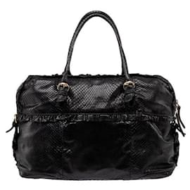 Gucci-GUCCI Grand sac à bandoulière avec poignée supérieure en python-Noir