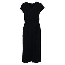 Autre Marque-CONTEMPORARY DESIGNER Casual Black Dress with Elastic Waistband-Black
