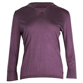 Loro Piana-Deep Purple Knit Polo Shirt-Purple