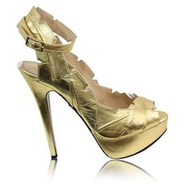 Charlotte Olympia-Charlotte Olympia Gold Open Toe Pumps-Golden