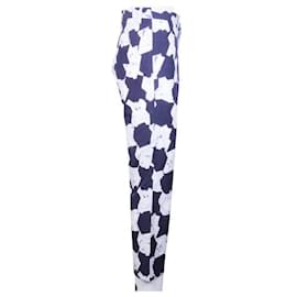 Autre Marque-CONTEMPORARY DESIGNER Printed Blue And White Pattern Pants-Blue