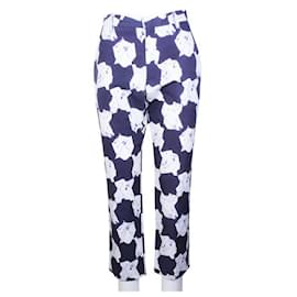 Autre Marque-CONTEMPORARY DESIGNER Printed Blue And White Pattern Pants-Blue