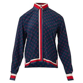 Gucci-Camicia in seta con logo-Multicolore