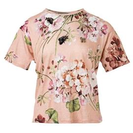 Gucci-Camiseta con bordado floral-Rosa