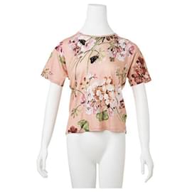 Gucci-T-Shirt mit Blumenstickerei-Pink