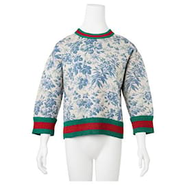 Gucci-Sweat-shirt en néoprène à fleurs bleu clair-Multicolore