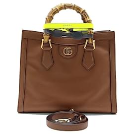 Gucci-Gucci Diana Bamboo Tote Bag Small (660195)-Brown,Other