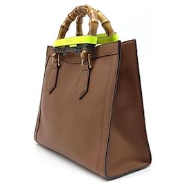 Gucci-Gucci Diana Bamboo Tote Bag Small (660195)-Brown,Other