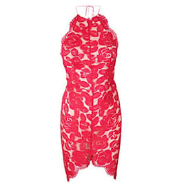 Autre Marque-CONTEMPORARY DESIGNER Bare Back Lace Midi Dress-Red