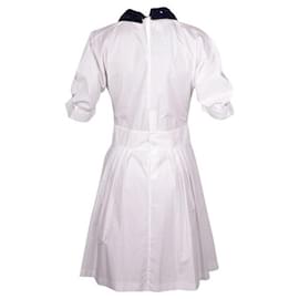 Miu Miu-MIU MIU White Dress With Blue Sequin Collar-White