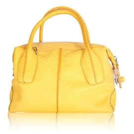 Tod's-TOD'S Python Skin Yellow D-Styling Bauletto Mini with detachable Strap-Yellow