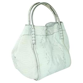 Tod's-TOD'S Python Skin Cream Large Soft Bag-White