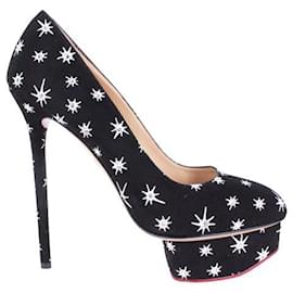 Charlotte Olympia-CHARLOTTE OLYMPIA Studded Josie Suede Platforms-Black