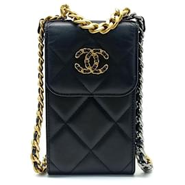 Chanel-Chanel 19 Mini borsa porta cellulare con catena-Nero