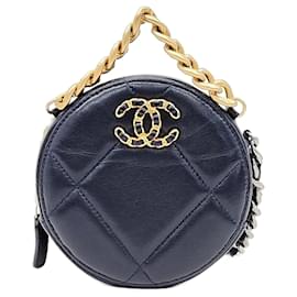 Chanel-Chanel  19 Round Mini Crossbody Bag-Navy blue
