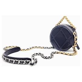 Chanel-Chanel  19 Mini sac à bandoulière rond-Bleu Marine