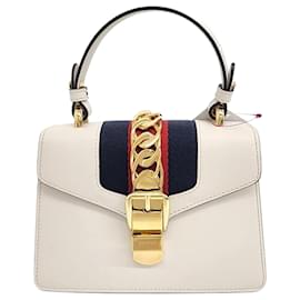 Gucci-Gucci  Sylvie Mini Tote Crossbody Bag-Cream