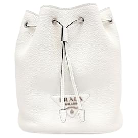 Prada-Prada  Vitello Daino Bucket Bag (1BE060)-White