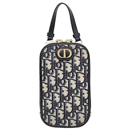 Dior-Dior Dior Montaigne Oblique Phone Holder Mini Crossbody Bag-Beige,Navy blue