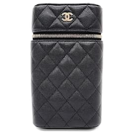 Chanel-Chanel Cosmetic Umhängetasche mit Telefonhalter und Kette-Schwarz