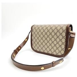 Gucci-gucci 1955 Horsebit Shoulder Bag (602204)-Brown,Beige