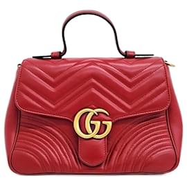 Gucci-Borsa Gucci Matelassé Marmont con manico superiore (498110)-Rosso