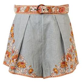 Zimmermann-ZIMMERMANN Shorts Devi de lino con estampado paisley-Azul