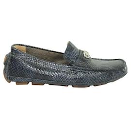 Autre Marque-CONTEMPORARY DESIGNER Dark Blue Snakeskin Loafers-Other