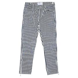 Autre Marque-CONTEMPORARY DESIGNER Blue & White Striped Stretch Jeans-Blue