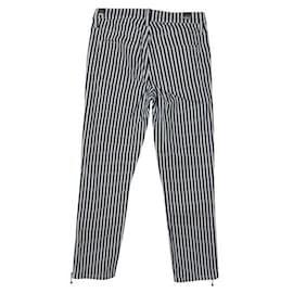 Autre Marque-CONTEMPORARY DESIGNER Blue & White Striped Stretch Jeans-Blue