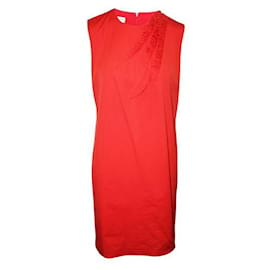 Dries Van Noten-DRIES VAN NOTEN Red Dress with Ruffles at Front-Red