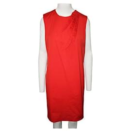 Dries Van Noten-DRIES VAN NOTEN Rotes Kleid mit Rüschen vorne-Rot