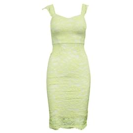 Autre Marque-CONTEMPORARY DESIGNER Light Yellow Lace Dress-Yellow