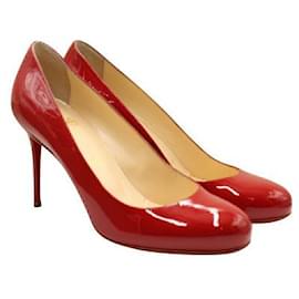 Christian Louboutin-CHRISTIAN LOUBOUTIN Red Fifi 85 Patent Calf Heels-Red