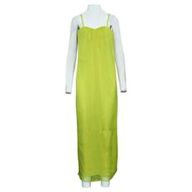 Autre Marque-Maxi abito senza spalline giallo neon DESIGNER CONTEMPORANEO-Giallo
