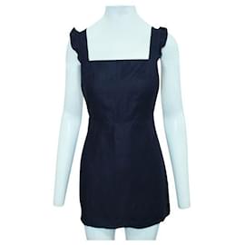 Reformation-REFORMATION Mini-robe en lin avec dos ouvert-Bleu Marine