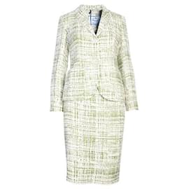 Prada-PRADA Tweed Skirt Suit Set-Green
