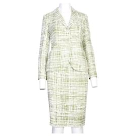 Prada-PRADA Tweed Skirt Suit Set-Green