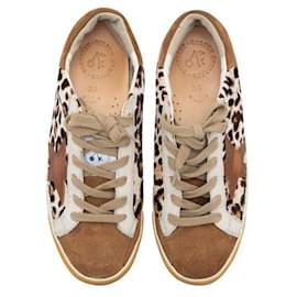Autre Marque-Zapatillas deportivas con estampado de leopardo Superstar de diseñador contemporáneo-Castaño