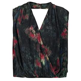 Autre Marque-Blusa de seda con estampado múltiple cruzada de diseñador contemporáneo-Multicolor