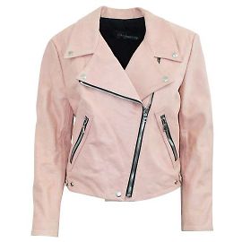 Reformation Light Pink Leather Jacket Pink